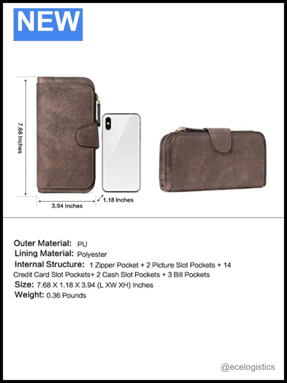 Leather RFID Blocking Tri-Fold Wallet with ID Window